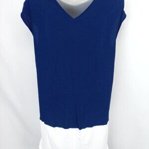 Madewell Women's Blue& White Losse Fit Round Neckline Knee Length Dress Size M